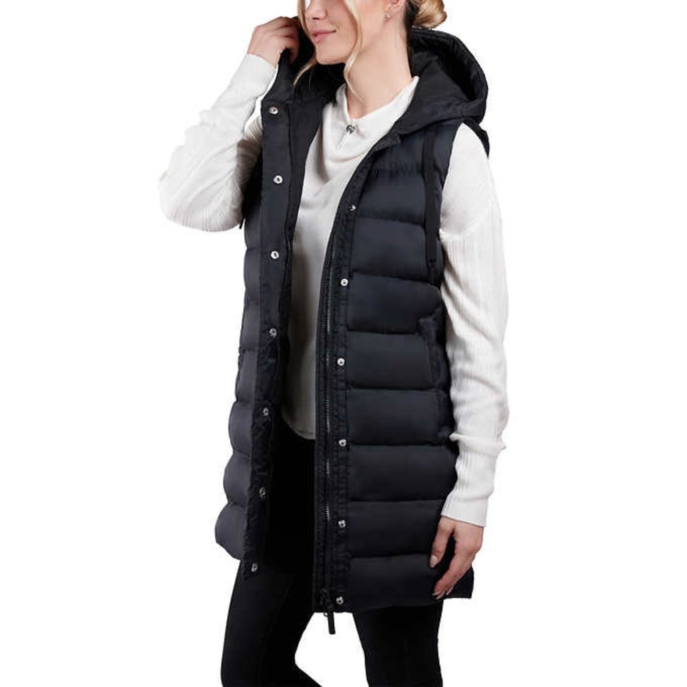 Lole Long Black Hooded Puffer Vest